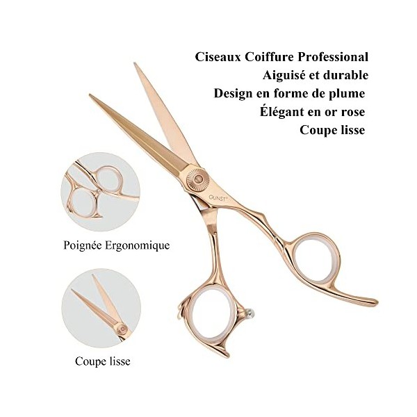 GUNST kit Ciseaux Coiffure Professionnel Or rose - 5.5 Pouces Ciseaux Coiffure - Ciseaux Sculpteurs 5.5 Pouces - Ciseaux Coif