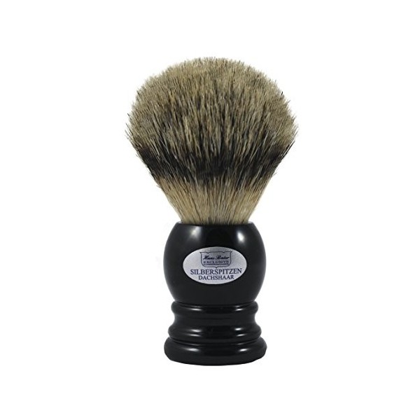 Hans Baier Exclusive Blaireau en poils de blaireau à pointe argentée – Manche Noir Taille 1, 55 g