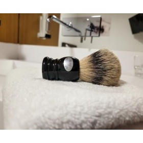 Hans Baier Exclusive Blaireau en poils de blaireau à pointe argentée&nbsp;–&nbsp;Manche Noir Taille 1, 55&nbsp;g