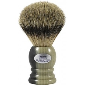 Hans Baier Exclusive Blaireau en poils de blaireau à pointe argentée – Manche en plastique hornimitat Taille 1, 55 g