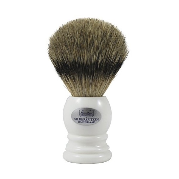 Hans Baier Exclusive Blaireau en poils de blaireau à pointe argentée – Manche Blanc Taille 1, 46 g