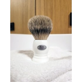 Hans Baier Exclusive Blaireau en poils de blaireau à pointe argentée&nbsp;–&nbsp;Manche Blanc Taille 1, 46&nbsp;g