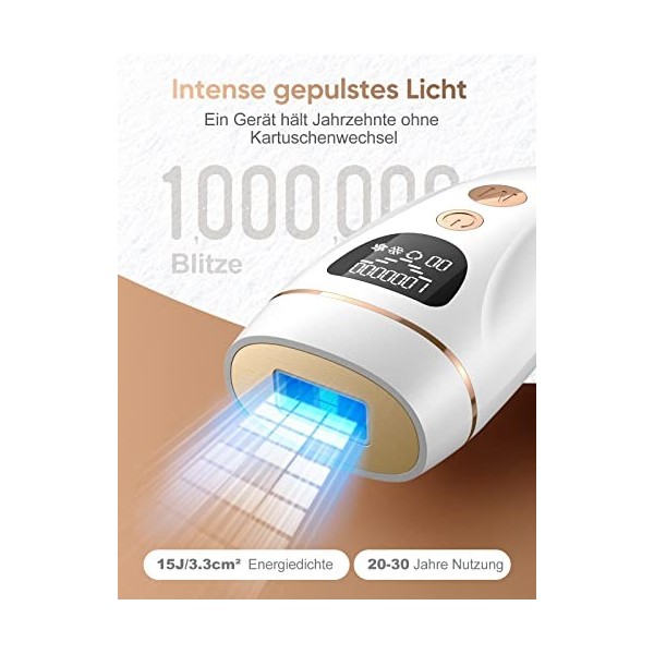 Appareil IPL Épilation laser Avec fonction de congélation, 9 niveaux dénergie et 1000,000 impulsions lumineuses Épilation la