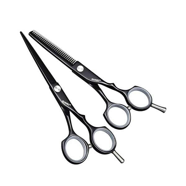 GUNST Set de ciseaux de coiffeur 15,5 cm, ciseaux à effiler 5,75 pouces et 30 V dents pour coiffeur professionnel