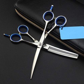 Ciseaux de coupe de cheveux, 6 pouces 440c 9cr ciseaux de cheveux coupés courbés coupe de cheveux de coiffeur maquillage cise...