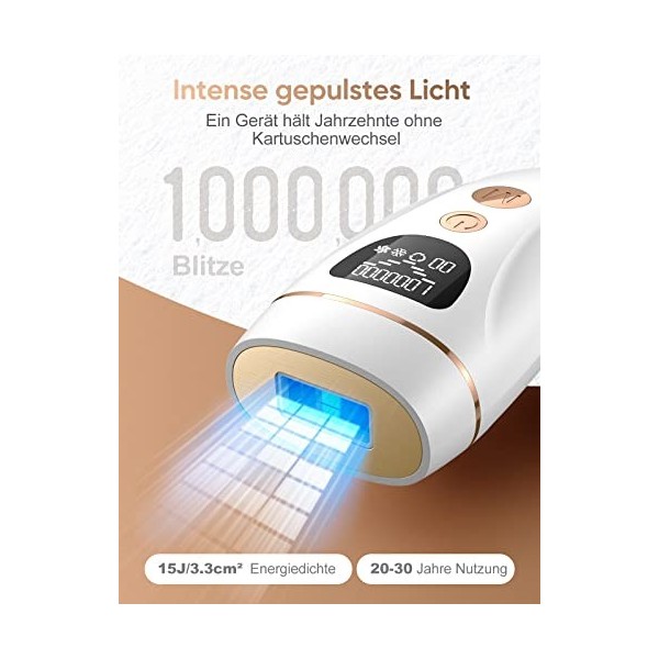 IPL Geräte Haarentfernung Laser Mit Gefrierfunktion, 9 Energiestufen und 1000,000 Lichtimpulse Dauerhafte Schmerzlose Laser H