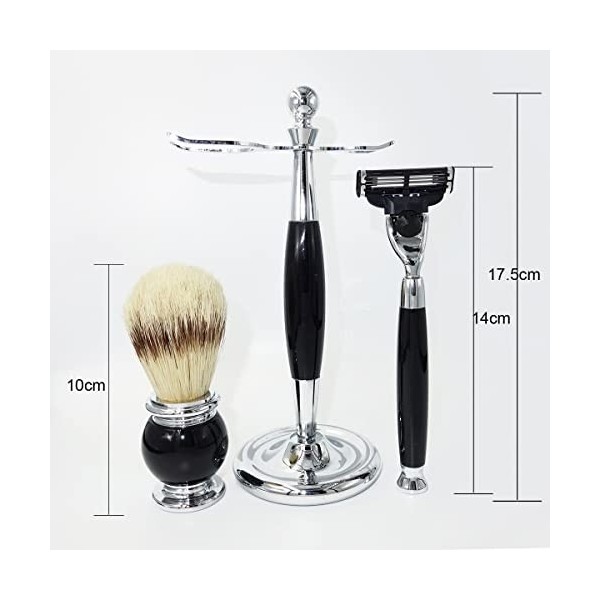 CRODY Simplicité Supports de Brosse de Rasoir pour Hommes, Mode Classique poignées en Acrylique Noir Ensemble de Brosse de Ra