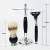 CRODY Simplicité Supports de Brosse de Rasoir pour Hommes, Mode Classique poignées en Acrylique Noir Ensemble de Brosse de Ra