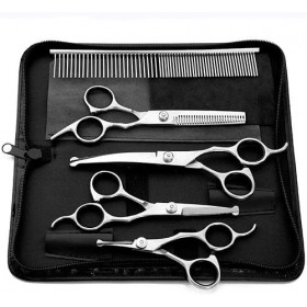 Ciseaux à cheveux Ciseaux de barbier Outils de coupe de cheveux Mode Argent Ciseaux de coiffure pour animaux de compagnie Ens