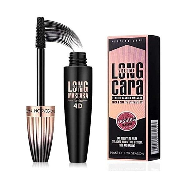 4D Fibre Soie Mascara, 4D Mascara Cils en Fibre, Fiber De Soie Cils Noir Mascara, Mascara Imperméable, Ajoute de la Longueur,