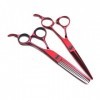 Ciseaux à cheveux rouges à poignée droite de 6,0 pouces, ciseaux plats, ciseaux dentaires, ciseaux amincissants, spéciaux pou