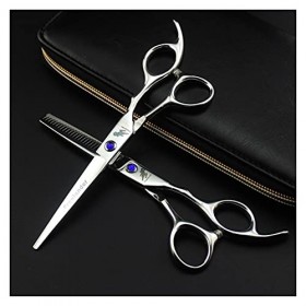 Ciseaux de coiffeur de 6 pouces, outils de coiffure, ciseaux de coupe de cheveux à dents plates en acier inoxydable couleur: ...