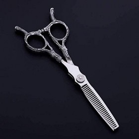 Ciseaux de barbier Ciseaux de coiffure professionnels avec vis dorées 440 C Acier inoxydable Couleur argent 14 cm x 15 cm-6,0...