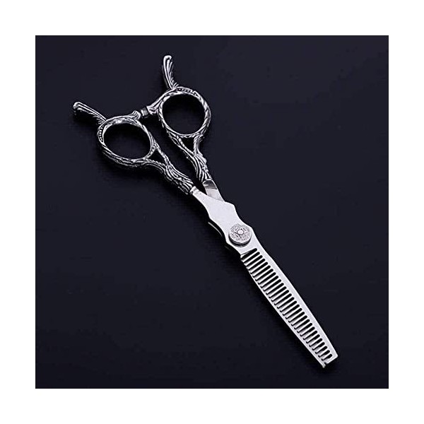 Ciseaux de barbier Ciseaux de coiffure professionnels avec vis dorées 440 C Acier inoxydable Couleur argent 14 cm x 15 cm-6,0