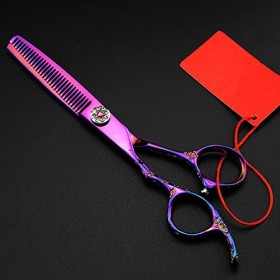 Ciseaux de coupe de cheveux, 6 pouces professionnels gauchers prune ciseaux à cheveux amincissants coupe de cheveux cisailles...
