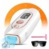 Epilateur Lumière Pulsée avec refroidissement par glace, 999999 Flashs IPL Epilation, 2 Modes 5 Niveaux Dnergie Epilateur Ele