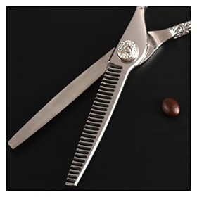 Ciseaux de coiffure à poignée à motif, cheveux professionnels à bord de rasoir, cisailles plates, cisailles texturisantes pou...