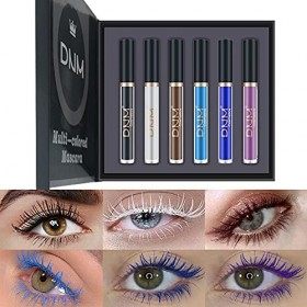 Ensemble de mascara coloré de 6 couleurs, mascara imperméable coloré darc-en-ciel 3D Fiber Lash Mascara Volume Eye lash A 