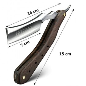 Fbrerurt Rasoir Coupe Choux à Barbe, Rasoir de Barbier Homme - Manche en Bois Professionnel Barber Rasoir Droit, pour Profess