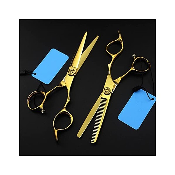 Ciseaux de coupe de cheveux 6 "pouces ciseaux de barbier dorés, ciseaux de barbier, ciseaux de coiffure, ciseaux de barbier a