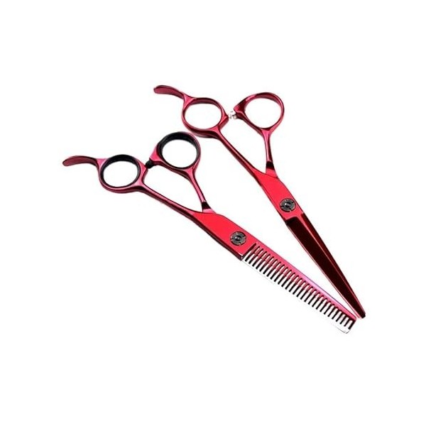 Ciseaux de coupe de cheveux, 15,2 cm haut de gamme rouge pour salon de coiffure, barbier