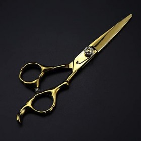 Ciseaux de coupe de cheveux, 6 pouces professionnels 440c Gem Scissor Gold Ciseaux de cheveux Coupe Barber Coupe de cheveux C