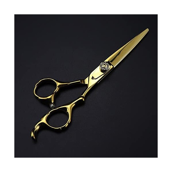 Ciseaux de coupe de cheveux, 6 pouces professionnels 440c Gem Scissor Gold Ciseaux de cheveux Coupe Barber Coupe de cheveux C