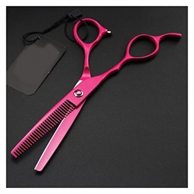 Ciseaux de coiffure professionnels de 6,0 pouces, rouge rose, pour gaucher, ciseaux de barbier, ciseaux fins et droits coule ...