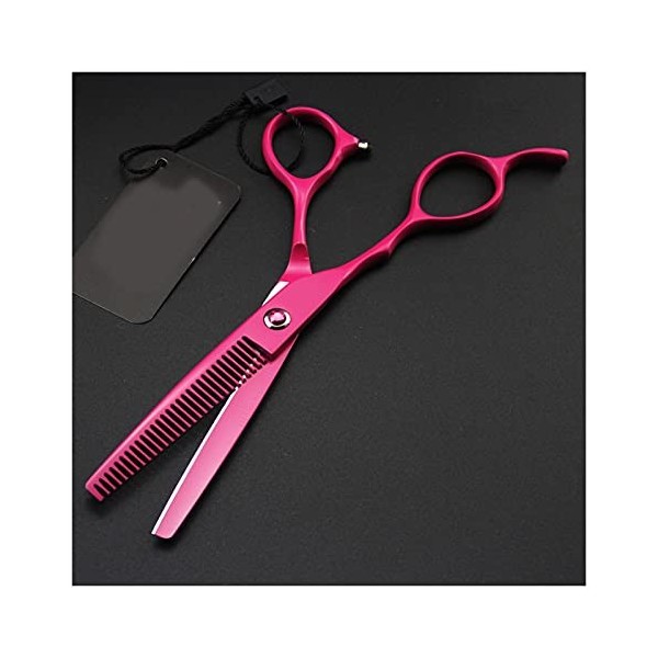Ciseaux de coiffure professionnels de 6,0 pouces, rouge rose, pour gaucher, ciseaux de barbier, ciseaux fins et droits coule
