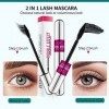 Mascara 2 en 1 en fibre 4D, 2 pièces super résistant et imperméable pour un effet de bouclage naturel et épais, anti-bavures,