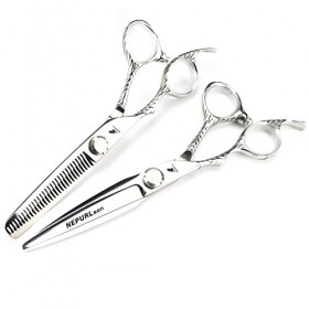 2 pièces de forme spéciale en acier inoxydable ciseaux de coupe de cheveux à gauche, ciseaux de coupe professionnels de 6 pou