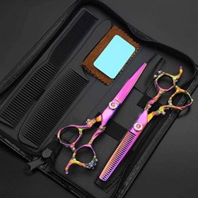 Ciseaux de coupe de cheveux, cisailles à cheveux professionnelles Plus de style/couleur La poignée Dragon a des ciseaux de co