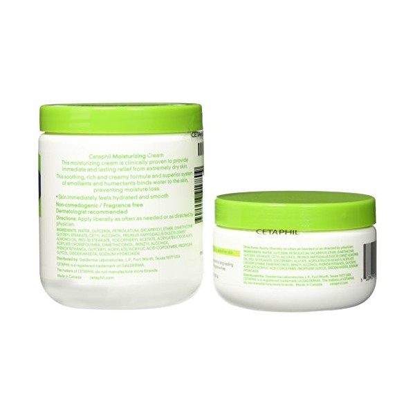 Cetaphil Crème Paquet de 2 28,8 Oz total Jar Jar et 8,8 Oz parfait pour Voyage 20 Onces Crème Jour et Nuit