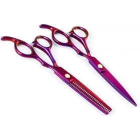 Ciseaux de coiffure, ensemble de ciseaux de coiffure, ciseaux amincissants 15,2 cm, rouge violet, pour salon de coiffure ou u