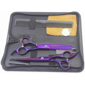 Ensemble de ciseaux de coiffure, ciseaux à effiler les cheveux Ciseaux de coiffeur Ciseaux de coupe de cheveux avec cape de c