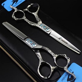 Ensemble de ciseaux, ensemble de ciseaux de coiffeur professionnel de 6,0 pouces, kit de ciseaux de coupe pour cheveux aminci