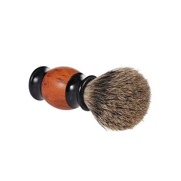 WWWFZS Manche en Bois Blaireau Cheveux Rasage Brosse Hommes Rasage Barbe Brosse barbier Accessoires de Rasage Brosse faciale 