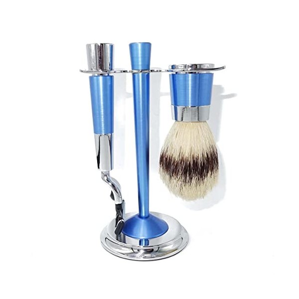 HRTC Supports de Brosse de Rasoir pour Hommes, Coffret Cadeau de Brosse de Rasage de Barbe de Maquillage en Aluminium de Mode