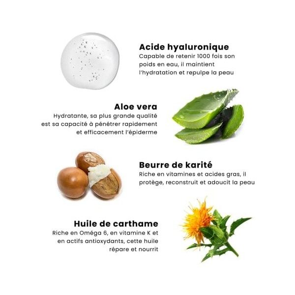 Fitena - Crème Hydratante Naturelle pour le Visage et le Cou - Fabrication Française - 50ml - pour une Peau Radieuse et Eclat