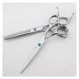 Ensemble doutils de coiffure argentés de 6,0 pouces, ciseaux, ciseaux de barbier, ciseaux plats, ciseaux à frange, ciseaux à ...