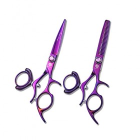 Ciseaux volants violets de 14 cm, ciseaux à pouce rotatifs, ciseaux à cheveux rotatifs couleur : rouge sans sac coupe viol R...