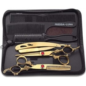 Kit De Ciseaux De Coiffure, Kit De Ciseaux De Barbier Professionnel Avec Ciseaux Amincissants, Peigne Et Clips En Acier Inoxy