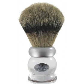 Hans Baier Exclusive Blaireau de rasage en acrylique transparent - Taille 4 - Rayures argentées