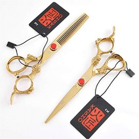 Ensemble de ciseaux professionnels de coiffeur, ciseaux de coupe et damincissement en acier inoxydable 440C légers et tranc