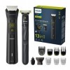 Philips Series 9000 - Tondeuse 13-en-un + OneBlade, kit tondeuse intégral, tonte précise, contours nets, rasage pratique, 27 