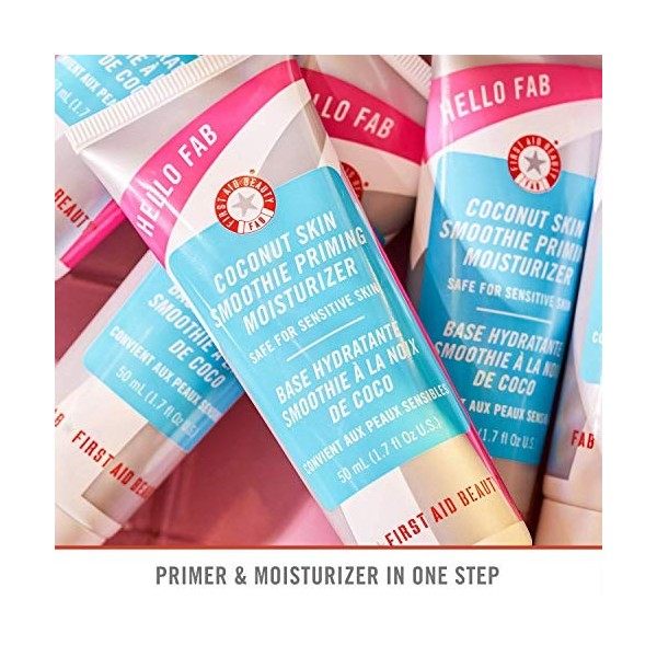 First Aid Beauty Hello FAB Coconut Skin Smoothie Priming Moisturizer base hydratante 2 en 1 à la Noix Coco 50ml Crème Jour et...