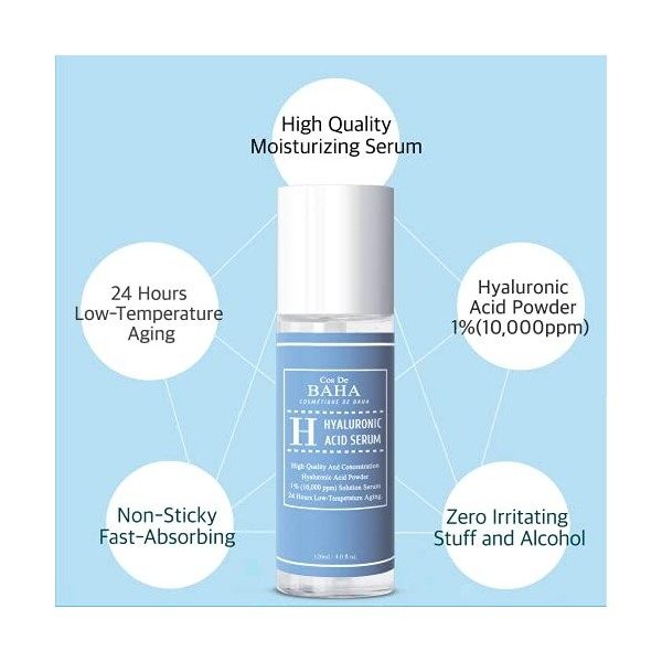 Cos De BAHA H Hyaluronic Acid 1% Serum 120ml Crème Jour et Nuit