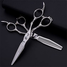 XJST Couper Les Cheveux Ciseaux Dents À Effiler Ciseaux Set, Coiffeur Ciseaux Set, Japonais en Acier Inoxydable 6,0 Pouces, p