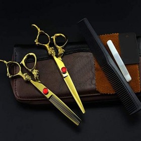 Ciseaux de coiffure professionnels avec étui en cuir, ciseaux de coupe de cheveux pour salon de coiffure, réglage fin, vis de