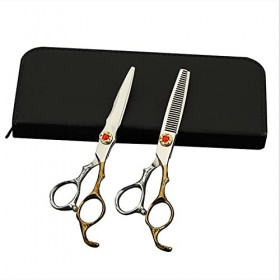 Ciseaux de coupe de cheveux, ciseaux de barbier rubis doré de 6 pouces, salon de coiffure professionnel, ciseaux de barbier, ...
